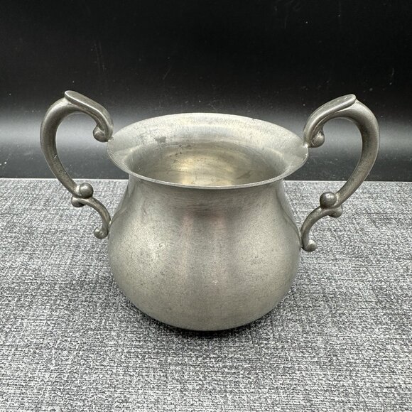 Vintage Empire Pewter Creamer & Sugar Bowl Marked Old Mark USA Primitive - Picture 3 of 16